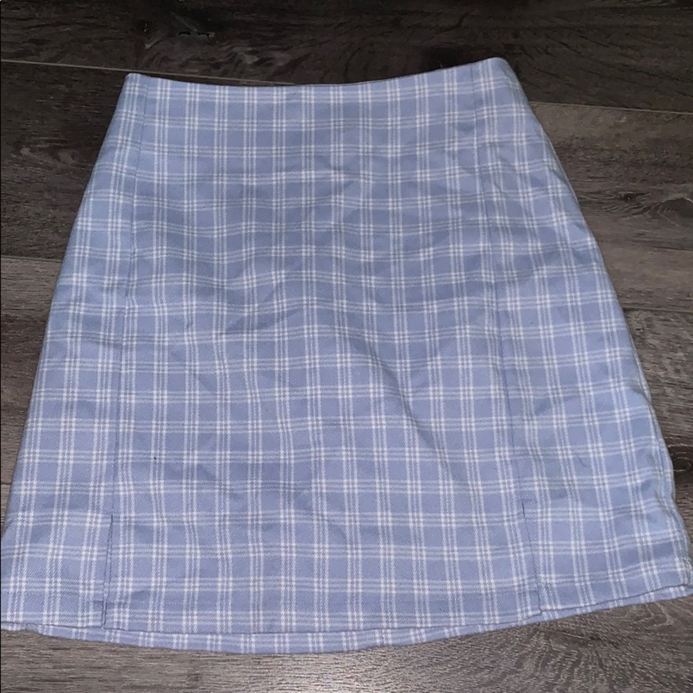 Blue checkered skirt